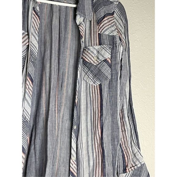 Rails Blue Gauze Striped Long Sleeve Button Shirt Top Size S Small - Picture 2 of 4